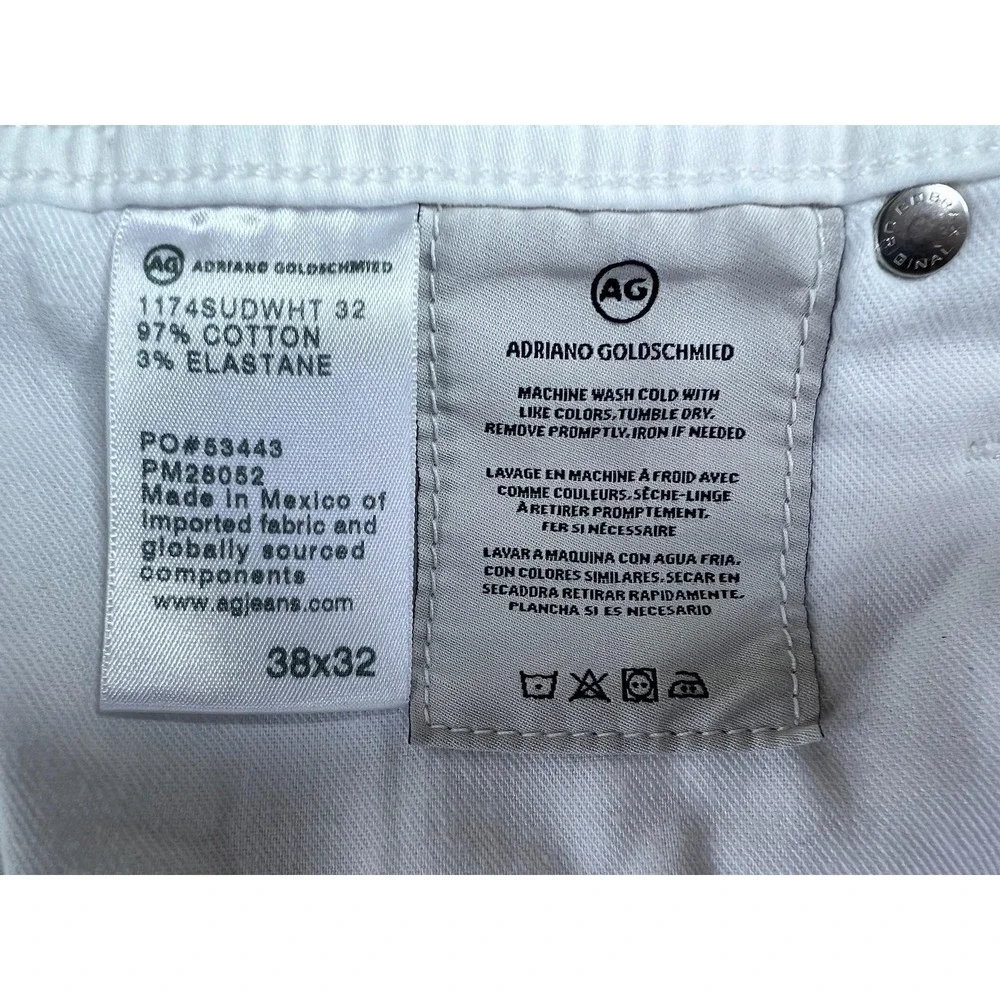 AG Adriano Goldschmied Jeans Mens 38x32 White Graduate Tailored Leg Stretch